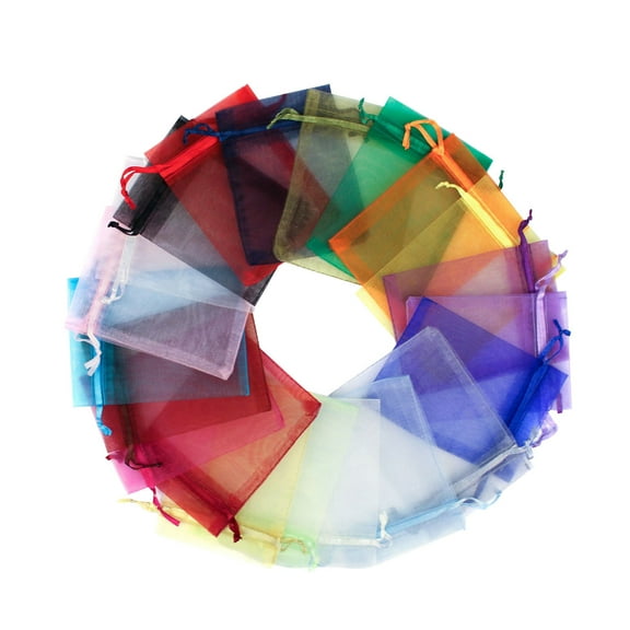 100Pcs Multicolor Organza Drawstring Gift Bags For Wedding Favors Jewelry Packaging And Party Decorations 4X6 Inch Size Perfect For Small Gifts And Celebrations