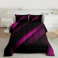 thumbnail image 2 of Feelyou Fuchsia Striped Geometric Bedding Comforter Set, Futuristic Abstract Twin Comforter Sets, Teen Child Kid Adult Reversible Bedding Set, Super Cozy Room Decor, 2 Pieces, 2 of 8