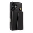 thumbnail image 3 of ELEHOLD Wallet Case for iPhone 16 Plus, PU Leather Flip Case with Crossbody & Wrist Strap,Full Protection Case with Card Slots & Kickstand,Black, 3 of 7
