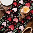 thumbnail image 3 of Valentines Table Runner 48 Inches, Pink Red Love Heart Green Botanical Black Bed Runner Dresser Scarves Tabletop for Indoor Outdoor Parties/Ceremony/Banquet, 13" x 48", 3 of 8