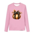 thumbnail image 4 of Thanksgiving Day Outfits Long Sleeve Cotton T-Shirts for Girls Pumpkin Plaid Printed Crewneck Fall Tops Tshirts (4-5 Years, Pink 07), 4 of 5