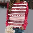 thumbnail image 1 of Qiopertar Chandails de la Saint-Valentin pour Femmes Col Rond Chandails en Molleton Graphiques Pull Cœur Décontracté Manches Longues Cadeau Hauts Blouse Liquidation Livraison Gratuite jusqu'à 90 % de Réduction, 1 of 6