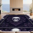 thumbnail image 2 of Design&I 6'x9' Washable Area Rug Snag-Free Skeleton Scary Gothic Damask Large Motif Bone Halloween Skull Refined Structured for Dining Room, Under Table, Office, 2 of 7