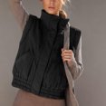thumbnail image 6 of qolati Womens Puffer Vest Cropped Lightweight Button Down Quilted Vest Scrunch Stand Collar Sleeveless Padded Gilet Coat with Pockets Black XL 10, 6 of 8