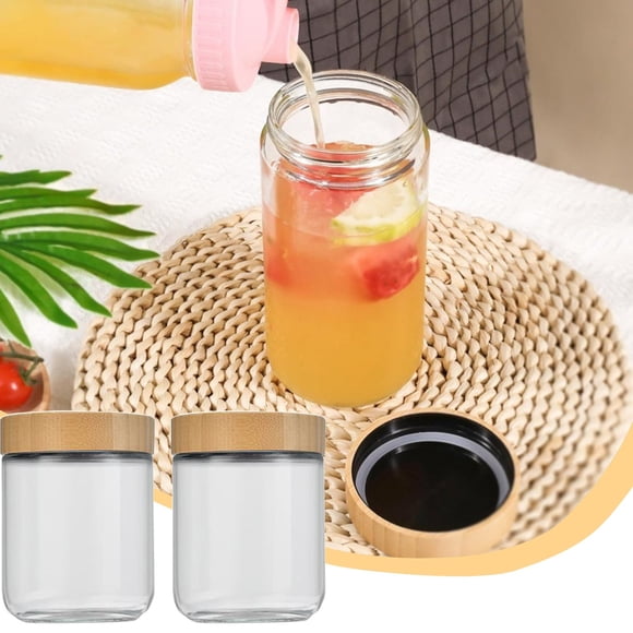 pstuiky Tarro de cristal de gran capacidad con tapa de madera, ideal para almacenar alimentos como cereales, avena, yogur, frutos secos y té.
