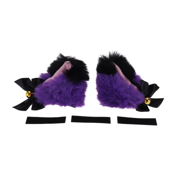 Motorcycle Helmet Accessories Decoration Cat Ears with Gradient Colors and Bells for Motorcycle Bicycle Skiing Helmets Black Purple Plush Stickers