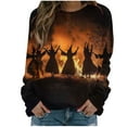 thumbnail image 2 of VKOYWKM Women's Halloween Sweatshirts Witch Graphic Sweatshirts Crew Neck Pullover Long Sleeve Fall Party Tops Halloween Sweatshirts, 2 of 6