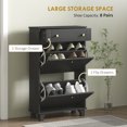 thumbnail image 4 of HOMCOM Armoire à Chaussures Étroite avec 2 Tiroirs Basculants, Armoire de Rangement pour Chaussures, Noir, 4 of 10