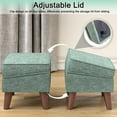 thumbnail image 6 of FAGAGA Small Storage Ottoman, Adjustable Foot Stool for Living Room, Step Stool Ottoman with Storage, Upholstered Linen Foot Rest for Bedroom, Dorm | Green, 6 of 9