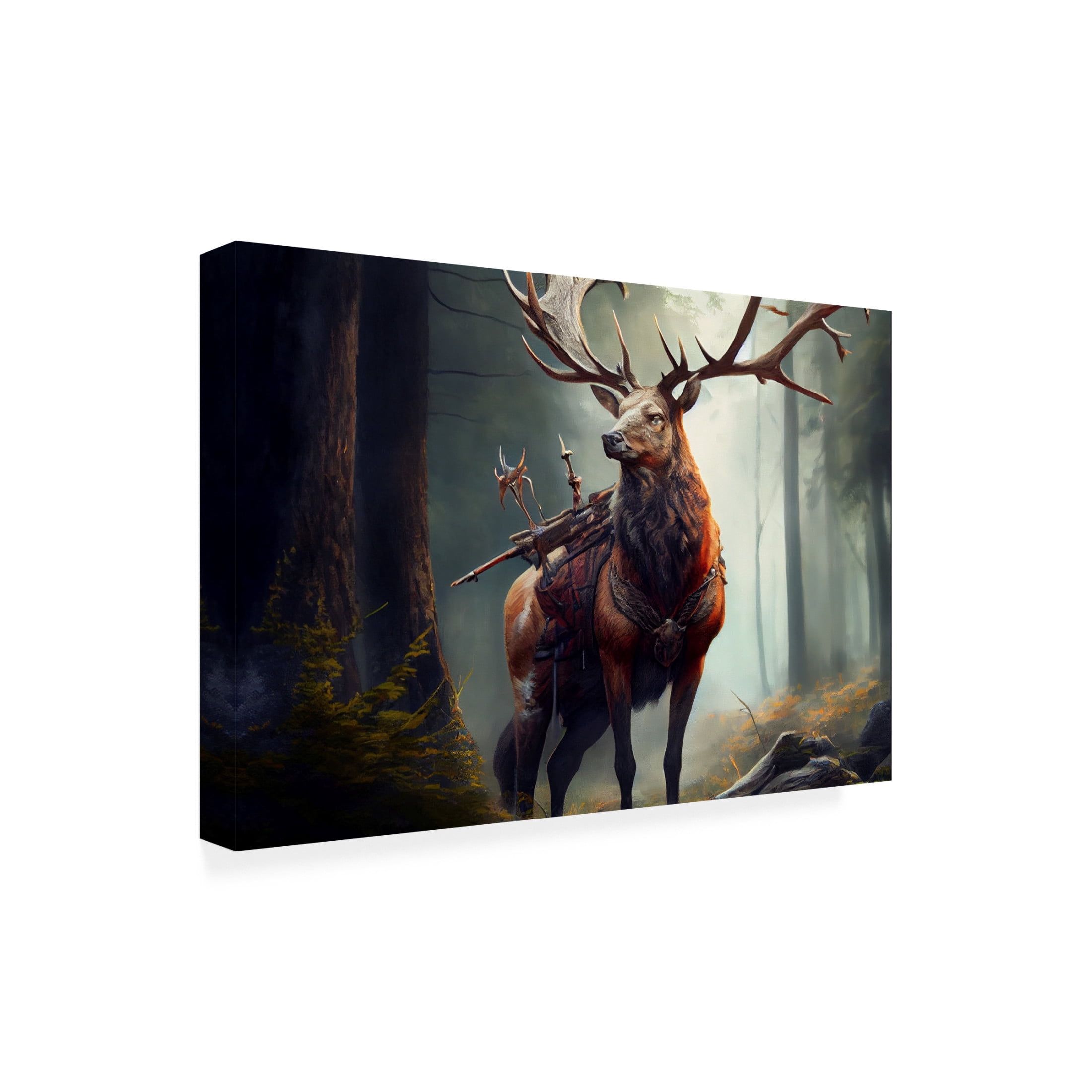Canvas Wall Art - Sasha 'Warrior Deer II' Wall Art for Living Room, Bedroom, or Office Décor by Trademark Fine Art - 19 x 12 Inches