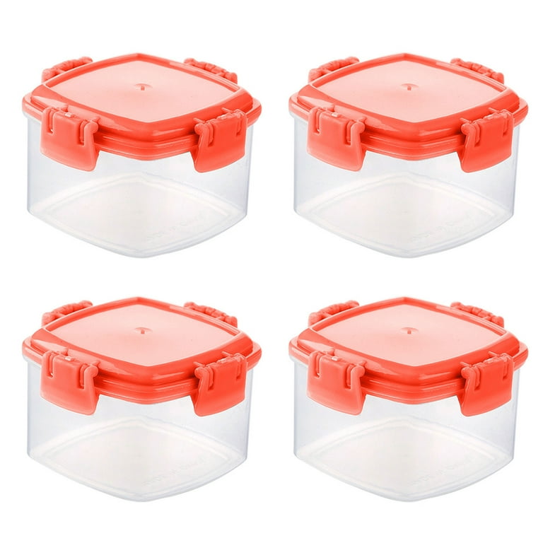 Yesbay 4pcs Condiment Boxes Large Opening Stackable with Lid Dust-proof Translucent Spice Holding Sauce Squeeze Bottle Mini Seasoning Boxes for