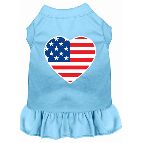 Pet Dog  Cat Dress Screen Printed, "American Flag Heart"