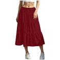 thumbnail image 3 of Bovxnpu Women's Boho Midi Skirt A-Line Flowy Skirts Summer Casual High Waisted Drawstring Ruffle Midi Skirts, 3 of 6