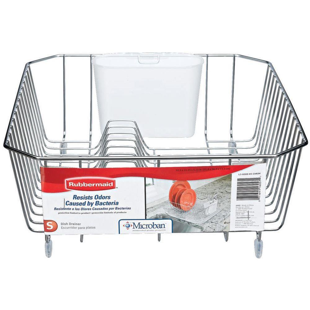 Rubbermaid 6008ARCHROM Microban Coated Wire Dish Drainer, Small