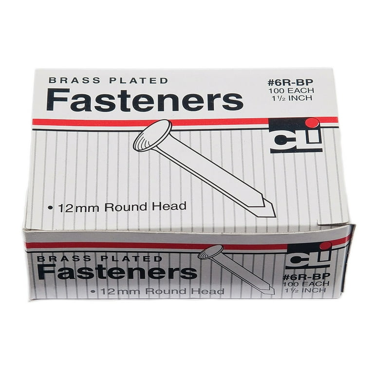 CLI Paper Fasteners, 1 Capacity, Brass, 100/Box, 10 Boxes (CHL4RBP-10)