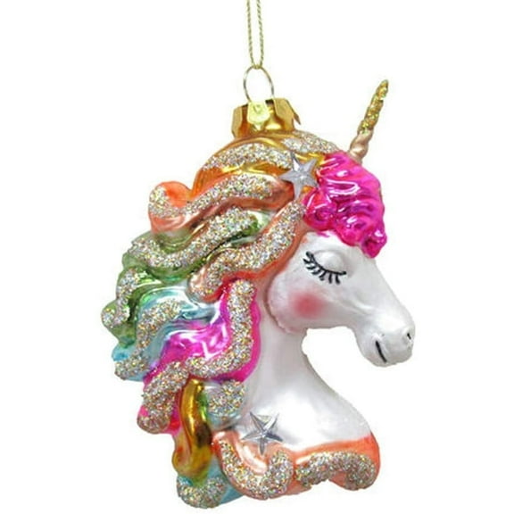 December Diamonds 79-81353 Glass and Resin Rainbow Unicorn Hanging Ornament 4.5 Inches