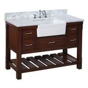 Charlotte 48" Farmhouse Bathroom Vanity with Chocolate Cabinet & Carrara Marble Top