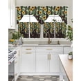 thumbnail image 4 of Sunflower Swag Curtains for Living Room/Bedroom Windows, Butterfly Flowers Green Leaf Brown Wood Grain Kitchen Curtains and Valances Set 36 Inch Length, Light Filtering Swags Valance Curtain Panels, 4 of 5