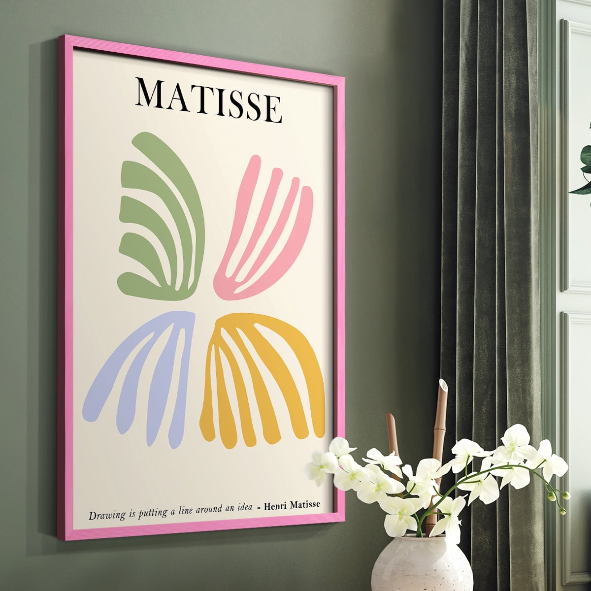 Matisse CDLXXXVIII in Pink Solid Wood Framed Print No Nail Hanging