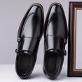 thumbnail image 4 of Two Buckle Monk Strap Brown Leather Formal Dress Shoes for Men, 4 of 5