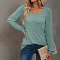thumbnail image 4 of TKLPEHG Womens Blouse Crew Neck Pleated Tunic Tops Casual Fashion Solid Color Fall Tops Comfy Lightweight Long Sleeve T Shirt Loose Blouses Pullover (Green,M), 4 of 6