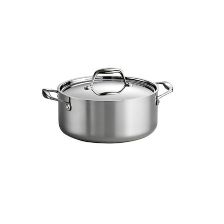 Tramontina Gourmet Tri-Ply Clad Induction-Ready Stainless Steel 5 QT. Covered Dutch Oven: Dishwasher & Oven Safe, Silver