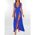 thumbnail image 3 of HLSOHJP Women's Double Slit Maxi Tank Dress Sleeveless Deep V-Neck Low Cut High Split Cover Up Long Bodycon Wrap Dress, 3 of 6