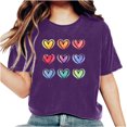 thumbnail image 2 of Shirts for Women Dgankt Women's Valentine's Day Short Sleeve T-Shirt Letter Printed Solid Color Tops Short Sleeve Round Neck Tops, 2 of 6