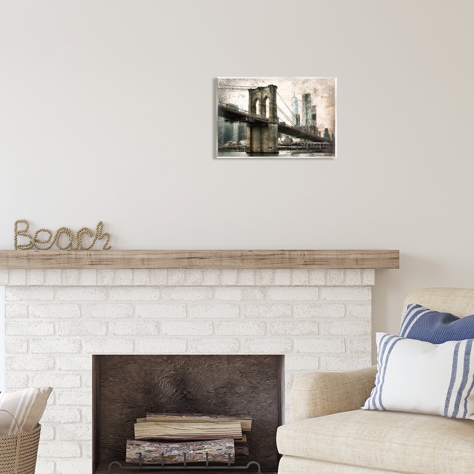 Stupell Industries Vintage Brooklyn Bridge Abstract Painting Unframed Art Print Wall Art, 15 x 10
