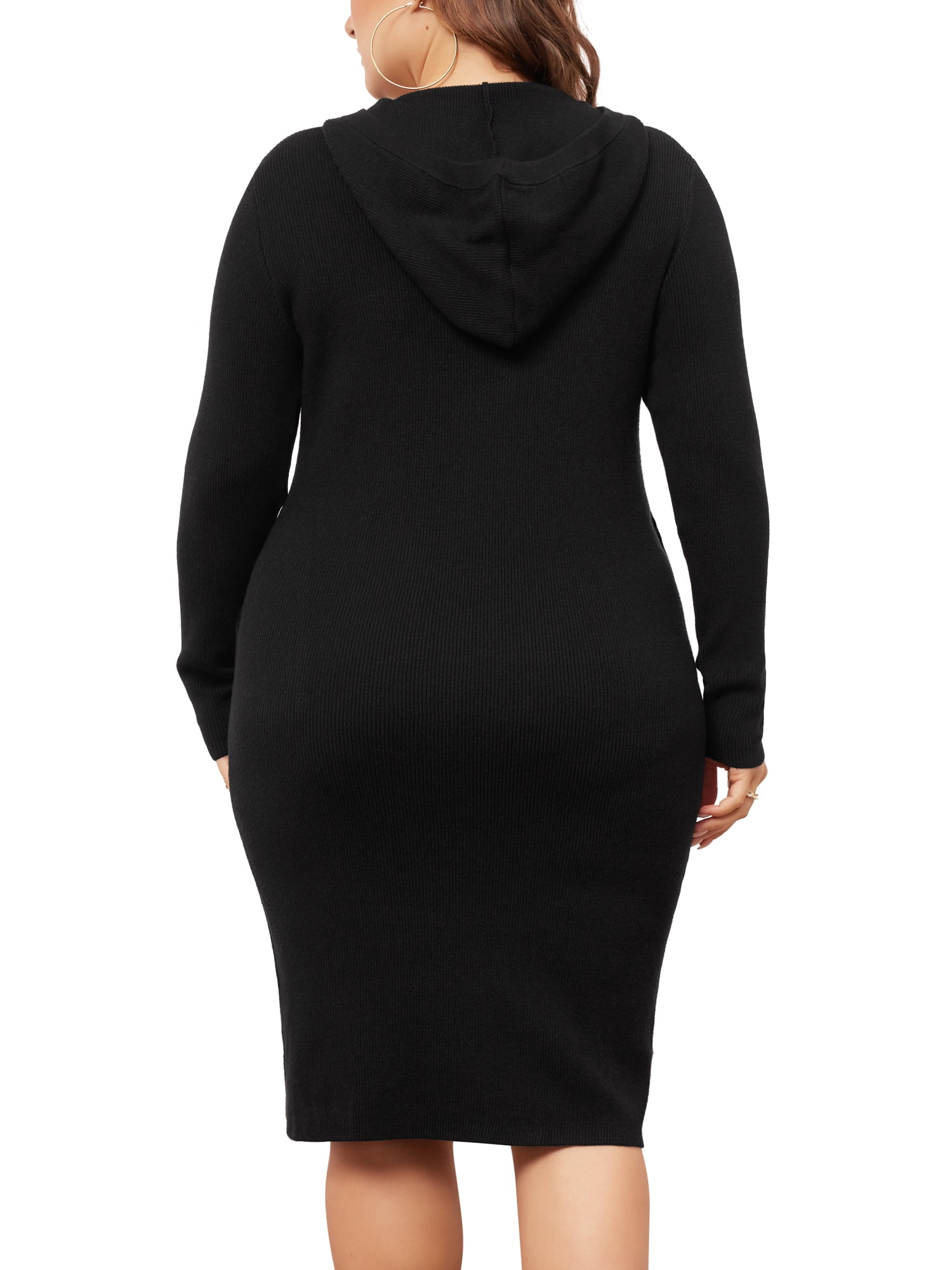 DARING DIVA Plus Size Women Fall Sweater V Neck Knit Pullover Dress 1X Black