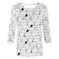 thumbnail image 5 of White Loose Fit T Shirt for Ladies Summer Fall 3/4 Sleeve Crewneck Spandex Lounge Cute Animal Tops Shirt Womens 2025 Clothes Trendy Country Concert L, 5 of 5