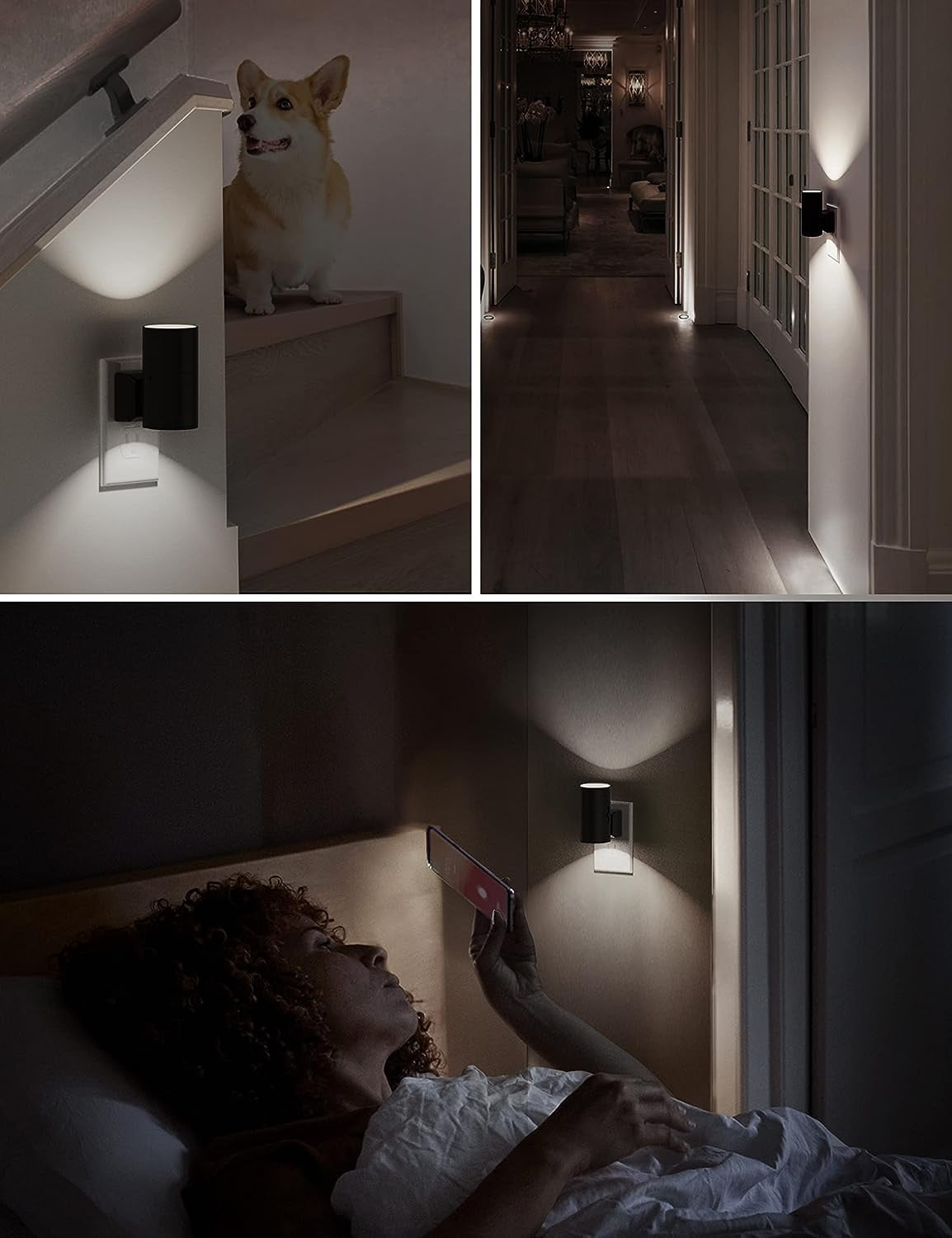 BIBEARBIBEAR Night Light, Bright Night Light, Night Lights Plug into Wall, 5000K Daylight White, Dimmable Nightlights with Light Sensor, Decorative Nightlight for Hallway Bathroom Kitchen, 4 Pack
