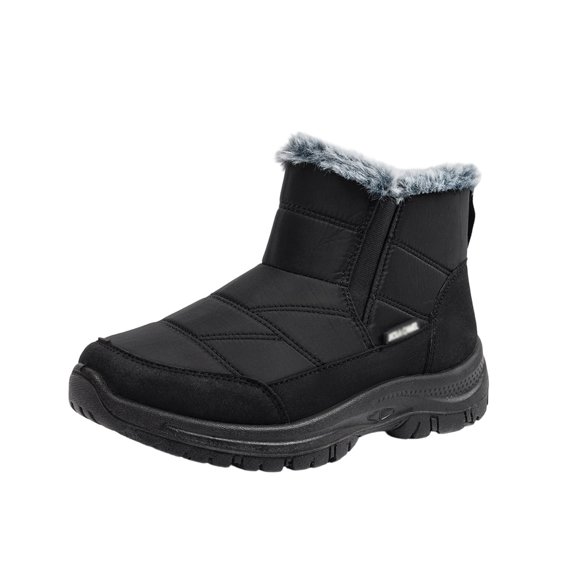 Insulated Winter Boots for Women - -Lined Cold Weather Outdoor Footwear With Low Heel Pull-On Design
