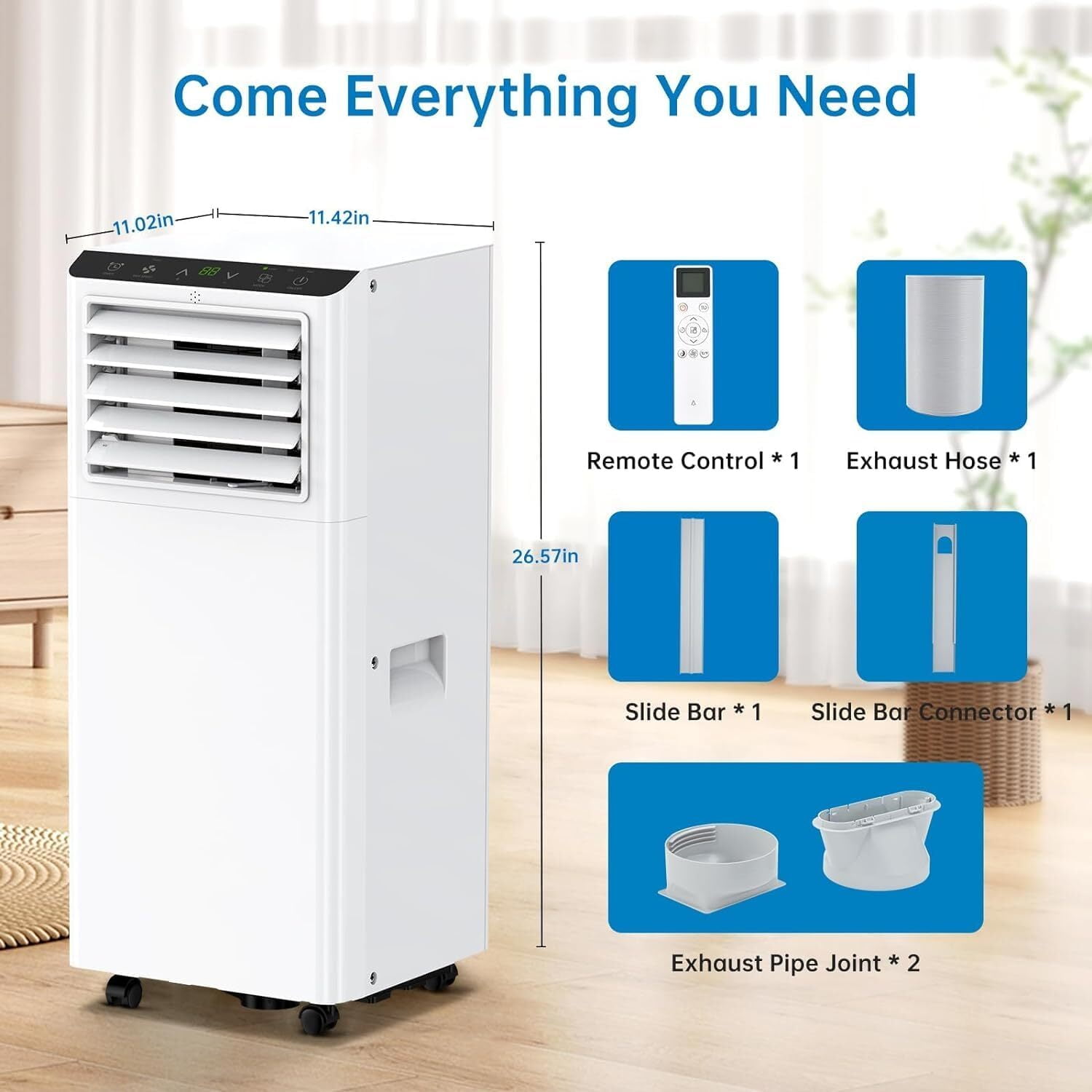 Garvee 8,000BTU Portable Air Conditioner, AC with Dehumidifier and Cooling, for Room Up to 350 Sq.ft,24Hour Timer, Sleep Mode, Remote Control, White