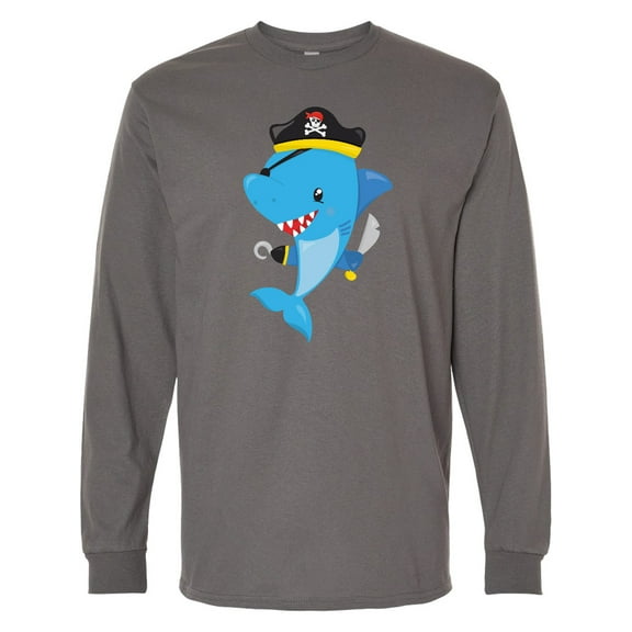 Inktastic Pirate Shark, Cute Shark, Little Shark, Blue Shark Long Sleeve T-Shirt