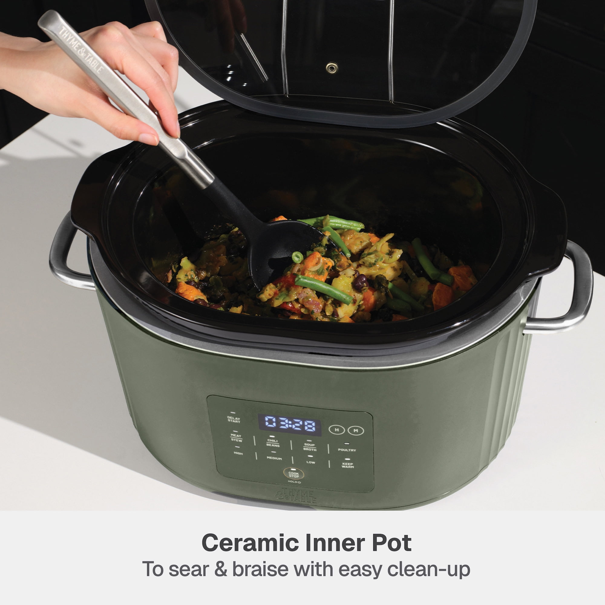 Thyme & Table 6QT Programmable Slow Cooker, Dusty Moss