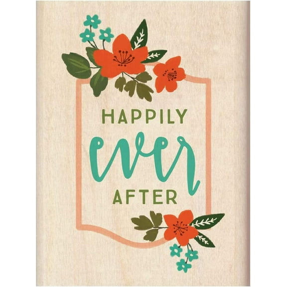 Inkadinkado Happily Ever After Rubber Stamp for Wedding Thank You Cards, 1pc, 3.02''L x 2.23''W