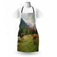 thumbnail image 3 of Farm Animal Apron, Nature Landscape with Cows Grazing in Meadow at Sunrise Photo, Unisex Kitchen Bib with Adjustable Neck for Cooking Gardening, Adult Size, Multicolor, by Ambesonne, 3 of 4
