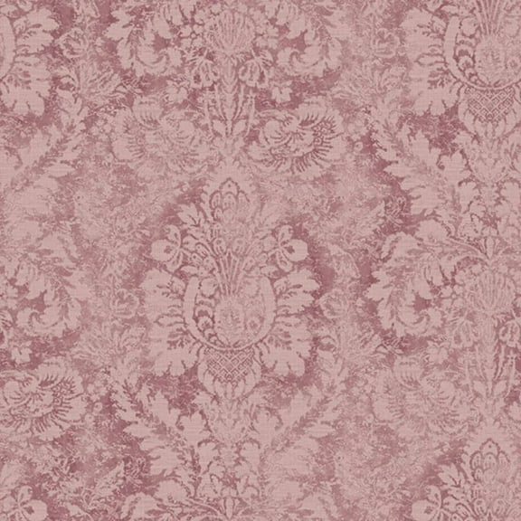 Concord Wallcoverings Textured Wallpaper damask Featuring Ornaments, Bordeaux Pink, 21 In x 33 Ft (56 sq. ft), AF37712