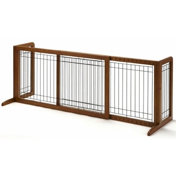 Richell Freestanding Dog Gate, Brown, Large, 71.30"L x 17.70"W x 20.10"H