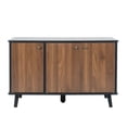 thumbnail image 4 of Burculy 39.4" Large Cat Litter Box Enclosure, Wooden Hidden Cat Washroom with 3 Doors & Hidden Plug, Multifunctional Storage Bench Side Table Cat House, Black and Walnut, 4 of 10
