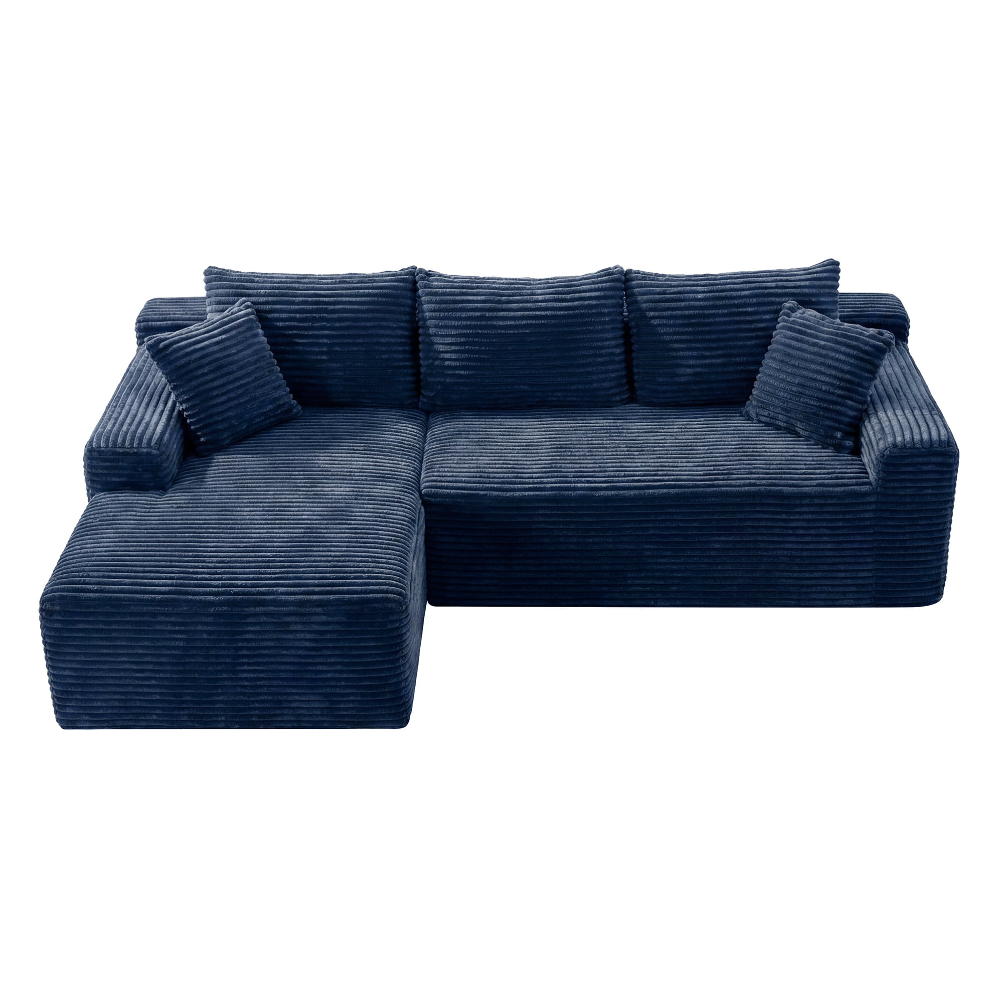 Leumius 106.3" Cloud Modular Sectional Sofa Couch with L-Shape Chaise,Modern Minimalist Upholstered Couches for Living Room Bedroom No Assembly Required Blue-L
