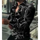 thumbnail image 1 of 2024 nueva moda masculina social de lujo de bola de manga larga de solapa de un solo pecho camisa de impresión casual de diseñador para hombres ropa superior, 1 of 6