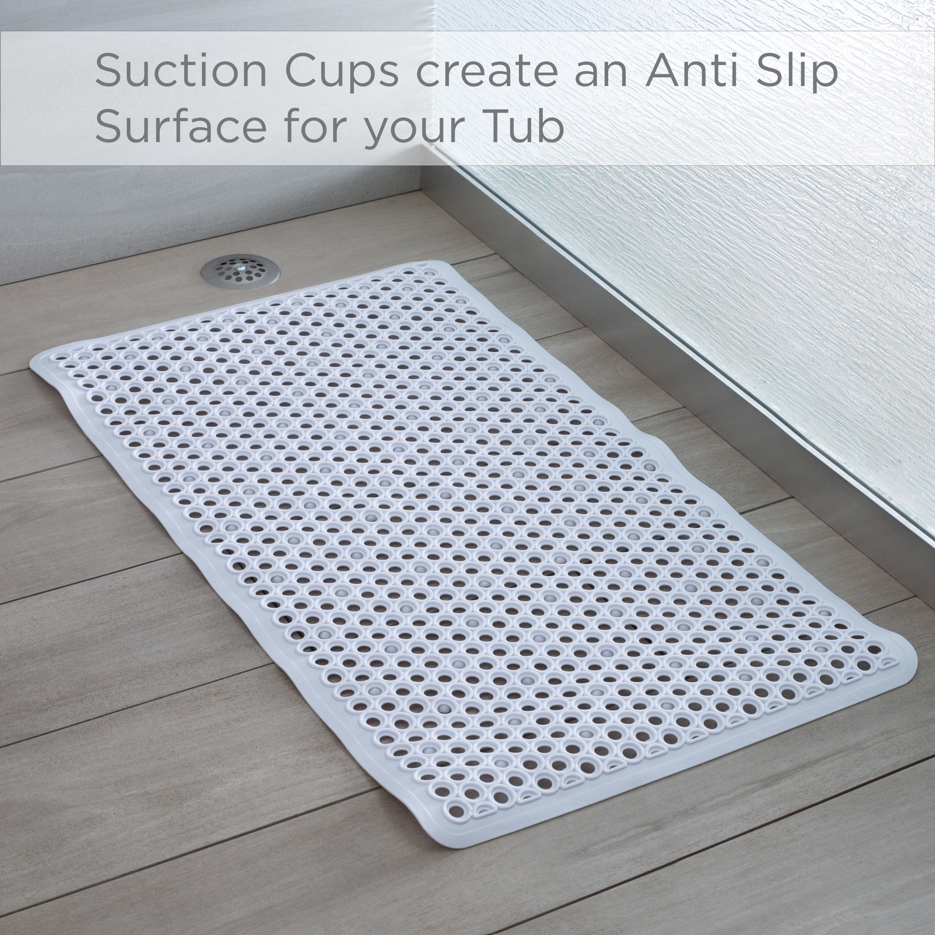 Bath Bliss 2 Pack Self-Draining PVC Bathmats in White