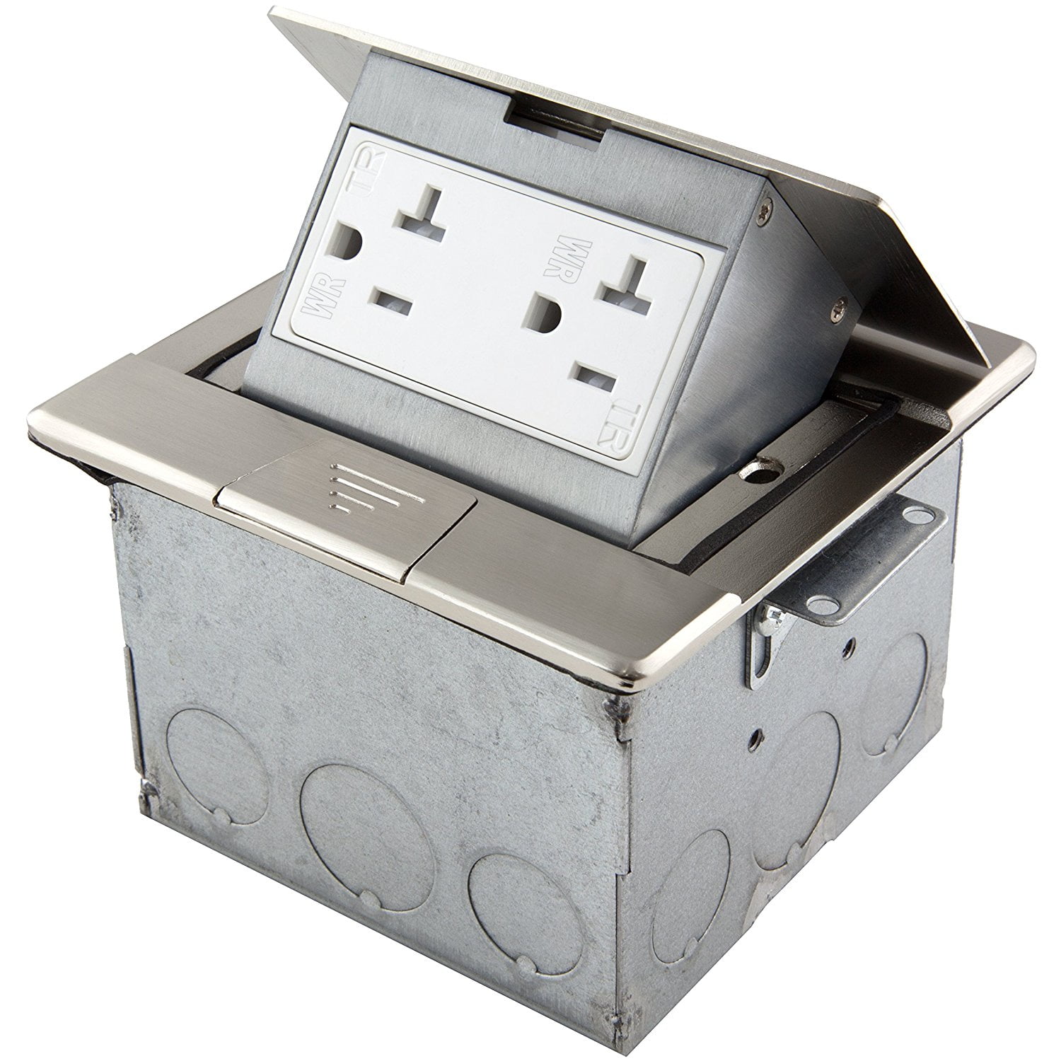 Enerlites Floor Box 961241S Kit, 1 Gang Square FlipUp 20A Tamper