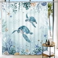 thumbnail image 2 of Ikfashoni Ocean Shower Curtain with Hooks,13pc Turtle Waterproof Fabric Bathroom Curtain, 72"X72", 2 of 8