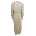 thumbnail image 4 of VISgogo Vestido de Punto de Manga Larga para Mujer, Patrón de Ganchillo Color sólido Acanalado Cuello Redondo Casual Fiesta de Club Largo de una Pieza VISgogo  moda, 4 of 5