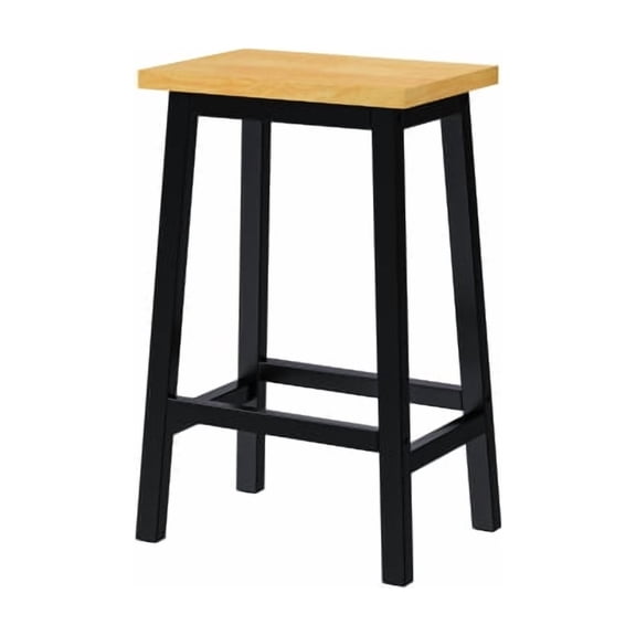 Knubmt Set of 2 Counter Bar Stools with Footrest, 25.6" Wood Frame Barstools for Dining Room, Kitchen, Bar, Black