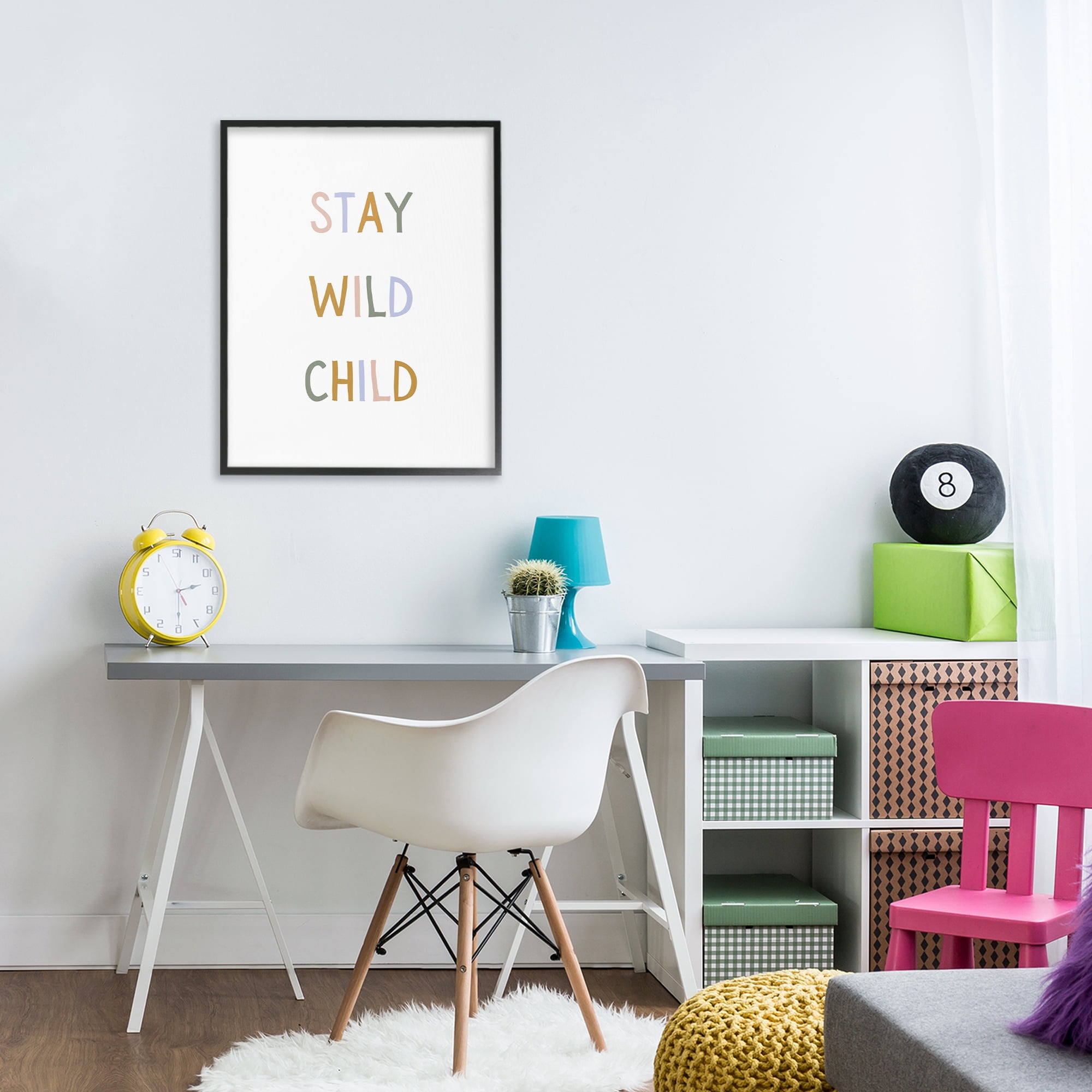 Stupell Industries Stay Wild Child Black Framed Giclee Art, design by Katie Griggs