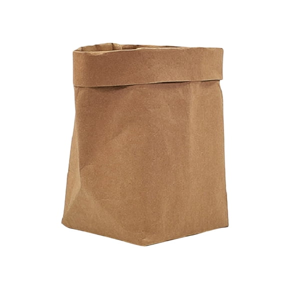 Contenedor de papel kraft lavable sin marca, bolsa de papel reutilizable, organizador de macetas, bolsas para decoración y almacenamiento - L